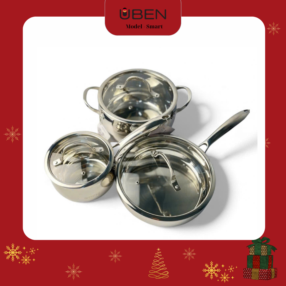 Bộ Nồi Chảo 5 đáy Inox 304 cao cấp UBC 1005F